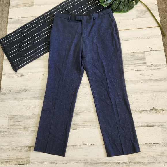 Banana Republic Slim Fit Navy Plaid Trouser Pants Size 35x32 - Picture 10 of 11
